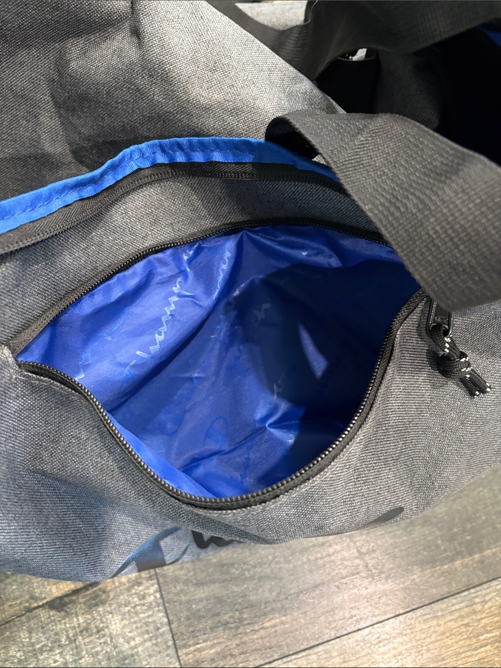 Champion Gray Duffel Bag with Red Accent Logo - Picture 12 of 13